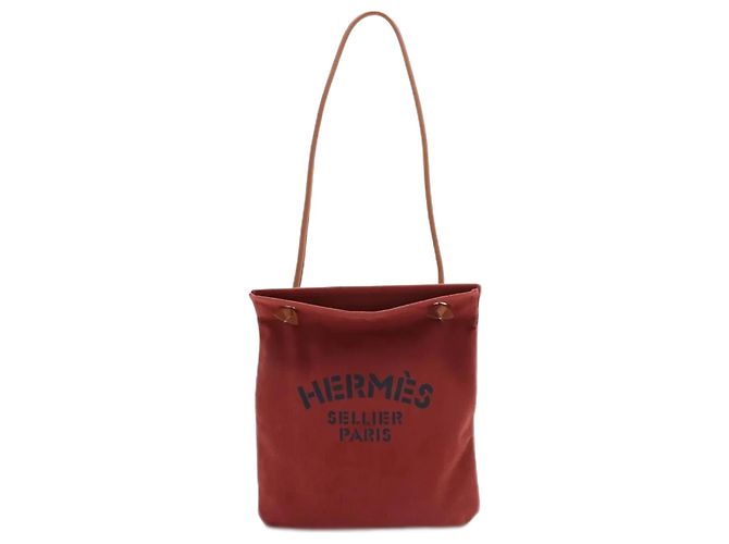 Hermès Hermes Aline MM Leather Canvas Shoulder Bag Dark red