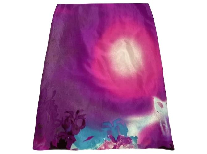 Minissaia Prada de seda e cetim roxo