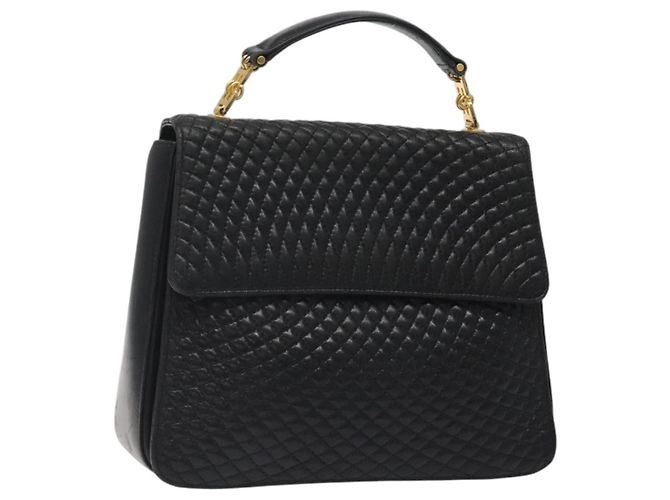 BALLY Handtasche aus schwarzem Leder mit Gold Auth BA2293 Golden