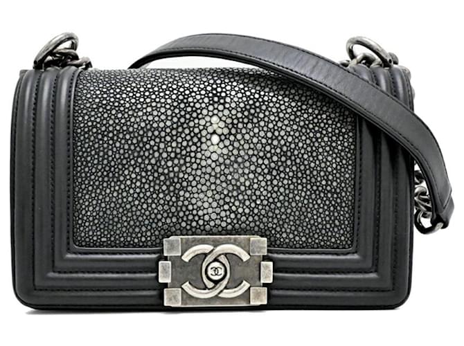 Chanel Boy 20 Women's Shoulder Bag Galuchat Black  ref.2252493