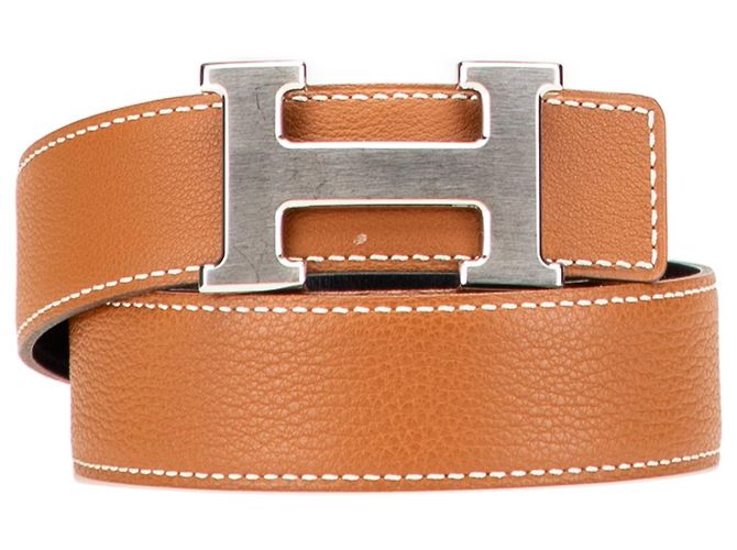 Hermès Brauner Leder Constance H Wendegürtel