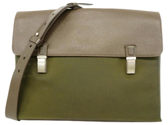 Louis Vuitton Taiga Saratov GM Shoulder Bag Brown Khaki  ref.2253196