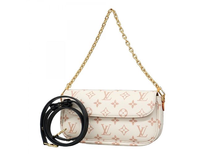 Ivy Carteira Dune Monogram Louis Vuitton com corrente Branco Bege