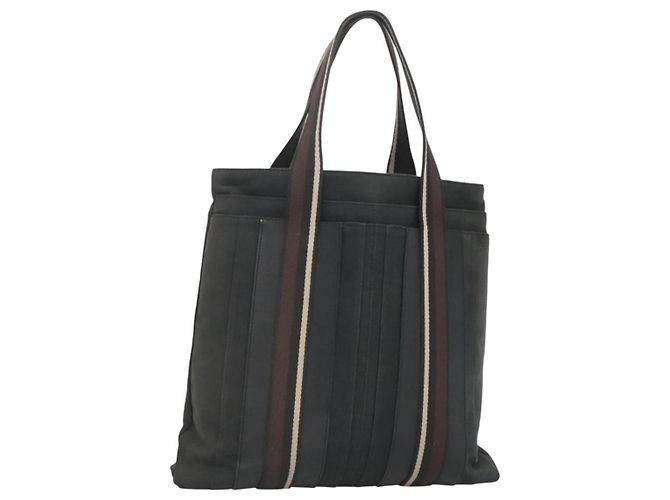 Troca Hermès HERMES Borsa Tote Verticale GM Tela Nera Argento Auth bs26094 Nero