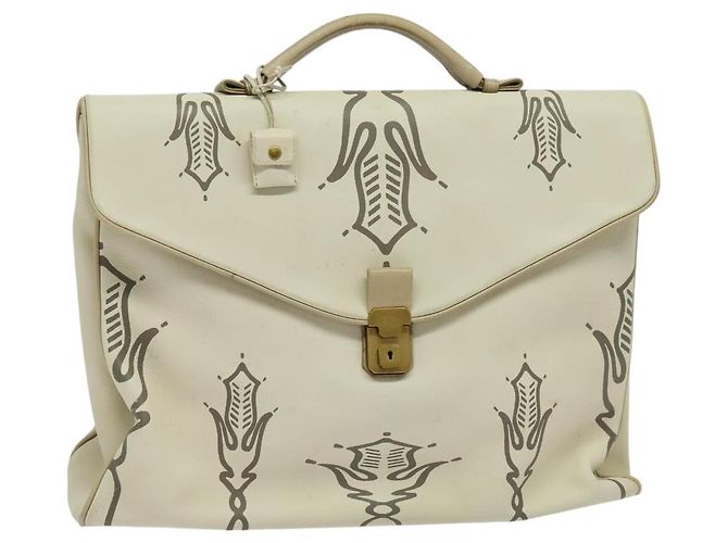 Autre Marque BOTTEGA VENETA Bolsa de mão de couro branco e dourado Auth bs25987
