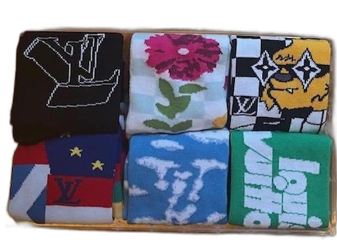 RARE conjunto de calcetines Louis Vuitton LV archives Virgil Abloh Multicolor