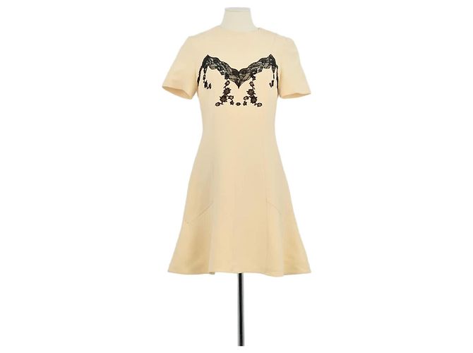 Louis Vuitton Beigefarbenes Wollkleid