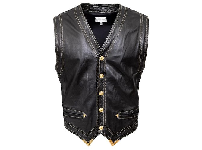 Gianni Versace Black Leather Vest