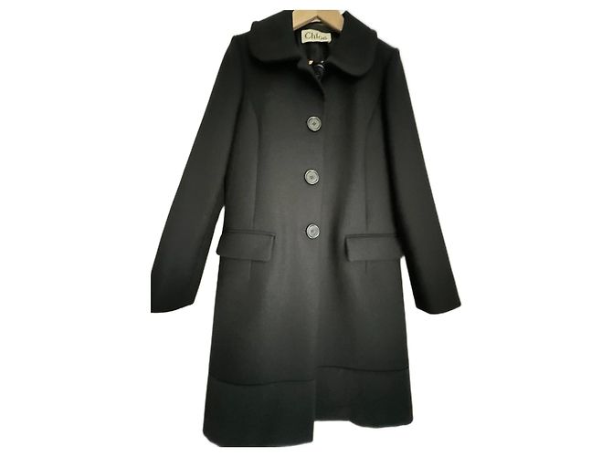 Chloé Abrigos, Ropa de abrigo Negro Lana