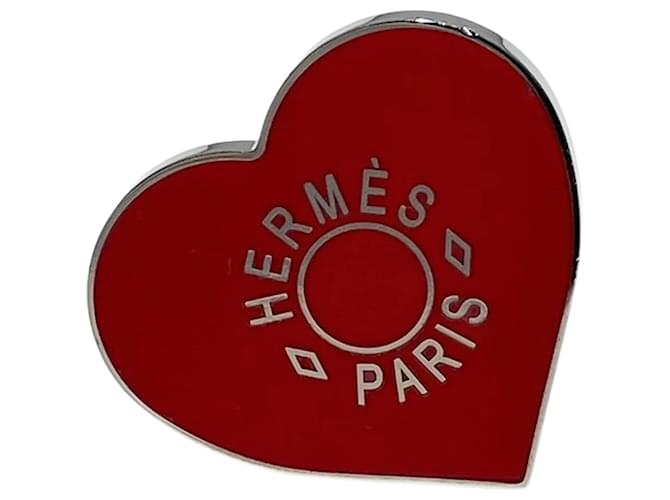 Ring Collection de Saint-Valentin 2020 de Hermès Anneau Écharpe Cœur Argenté Rouge  ref.2255197