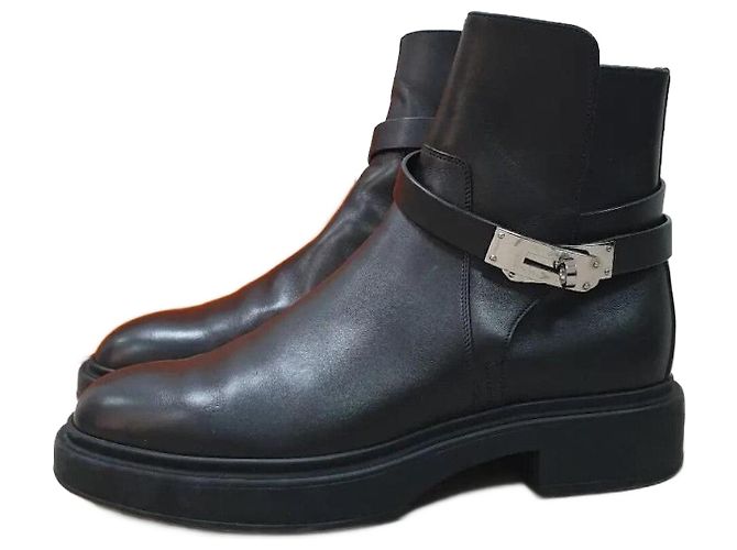 Hermès Botines de cuero negro Hermes Veo talla 38