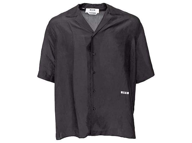 Camicia bowling in seta nera MSGM Nero 