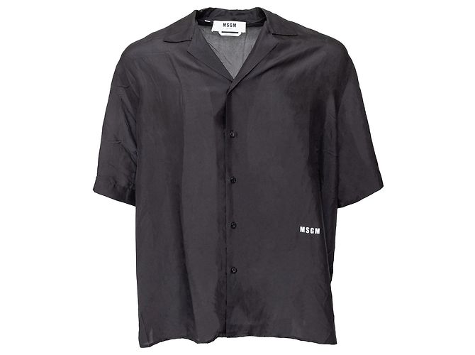 Camisa de seda preta estilo bowling MSGM Preto