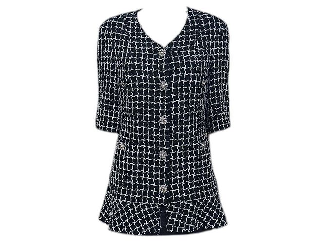 Chanel Artisanal CC Buttons Black Tweed Jacket 38 FR