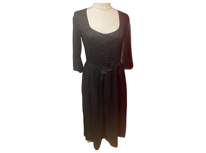 Agnès b. Schwarzes langes Baumwollkleid