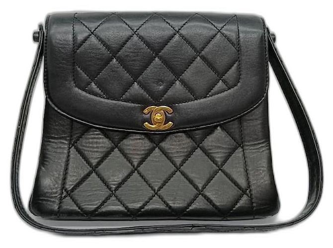 Coco Handle Pochette Chanel Flap en cuir noir