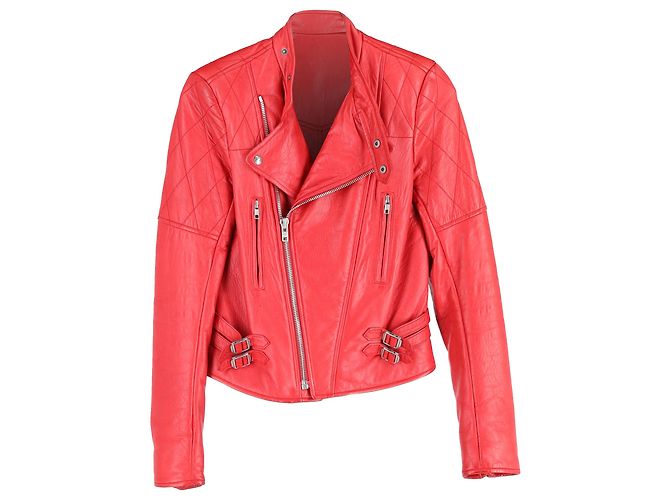 Joseph Biker Jacket in Red Leather