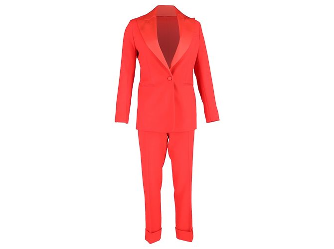 Conjunto de blazer e calças de botão único Joseph em poliéster vermelho