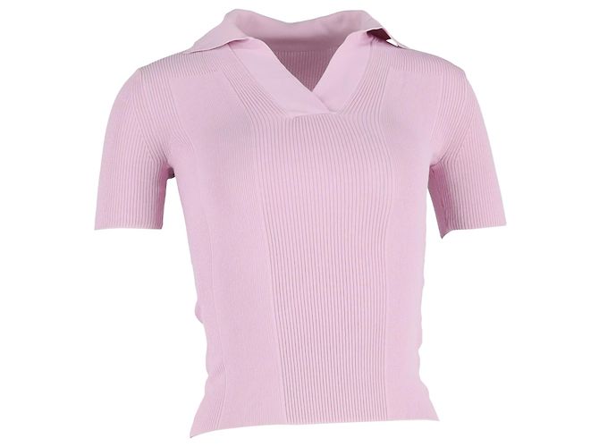 Suéter polo com costas abertas em viscose rosa da Jacquemus Marrom