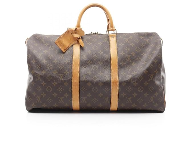 Louis Vuitton Monogram Keepall 50 Boston Bag M41426 Brown Cloth  ref.2257282