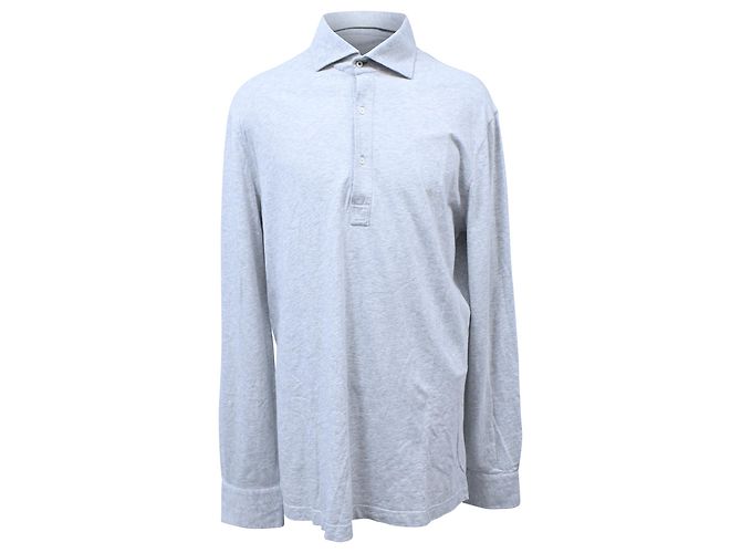 Polo de manga larga Brunello Cucinelli en algodón gris
