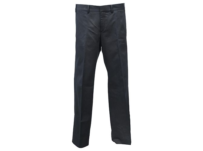 Pantalones rectos de algodón negro con acento de hebilla Web de Gucci