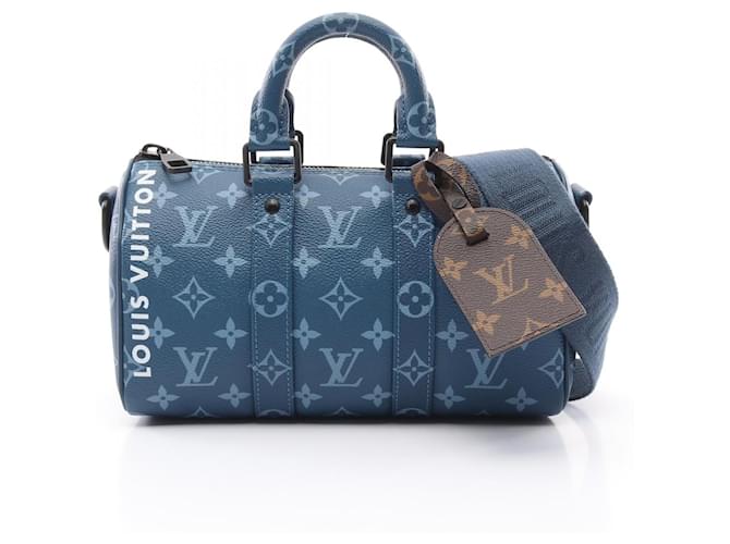Louis Vuitton Keepall Bandouliere 25 Monogram Handbag Blue Cloth  ref.2258691