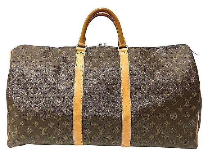 Louis Vuitton Keepall Monogram Boston Bag Brown Cloth  ref.2258722