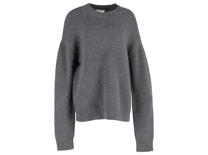 Grauer Wollpullover mit Rundhalsausschnitt von Balenciaga