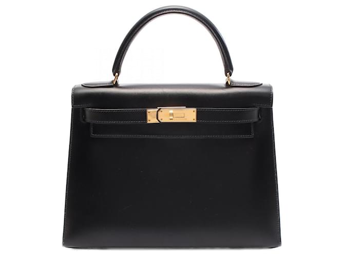 Hermès Hermes Box Calf Kelly Handbag 28 2way Black Stamp W (1993) Leather  ref.2259764