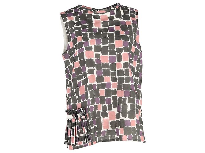 Top con pieghe stampato Max Mara in cotone multicolore