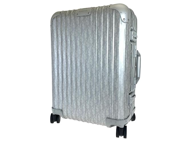Christian Dior Dior Aluminum Oblique Cabin Trolley Suitcase 1DRTR002YWZ Silvery Metallic Metal  ref.2259948