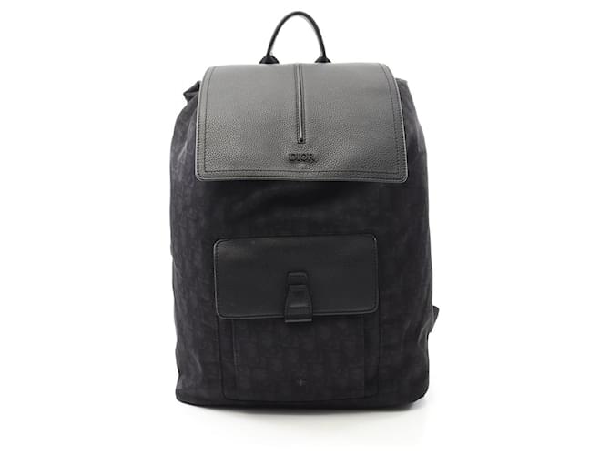 Christian Dior Dior MOTION Oblique Nylon Leather Backpack Black  ref.2260530