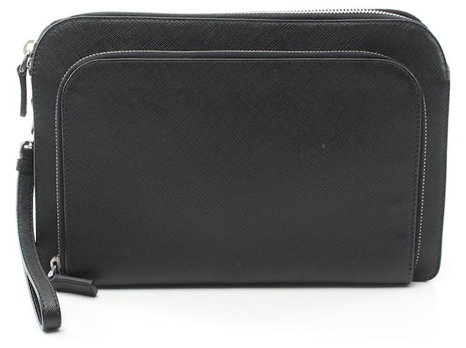 Prada VR0051 Saffiano Leather Clutch Bag Black  ref.2261134