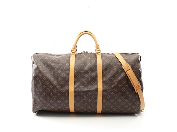 Louis Vuitton Keepall Bandouliere Monogram Boston Bag Brown Cloth  ref.2261143