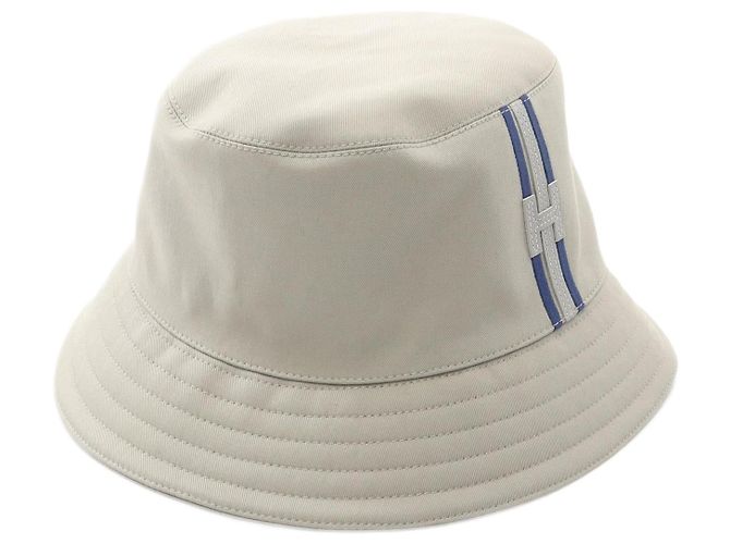 Hermès Sombrero de algodón Hermes Fred H Stripe Silex Veau Swift Verde