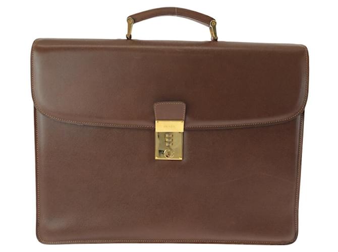 Prada Saffiano Leather Business Bag 500907 Metallic Bronze  ref.2261460