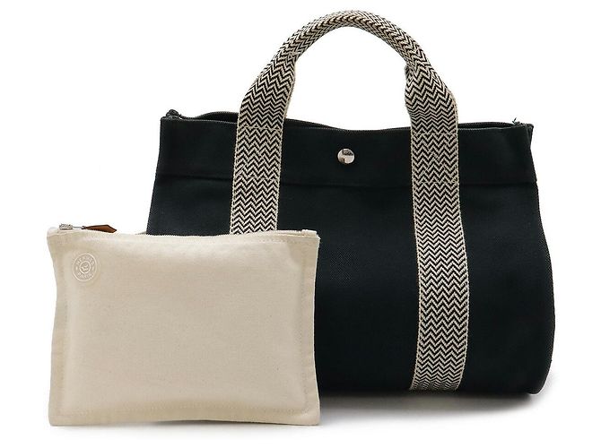 Hermès Hermes Canvas Cannes PM Handbag Black