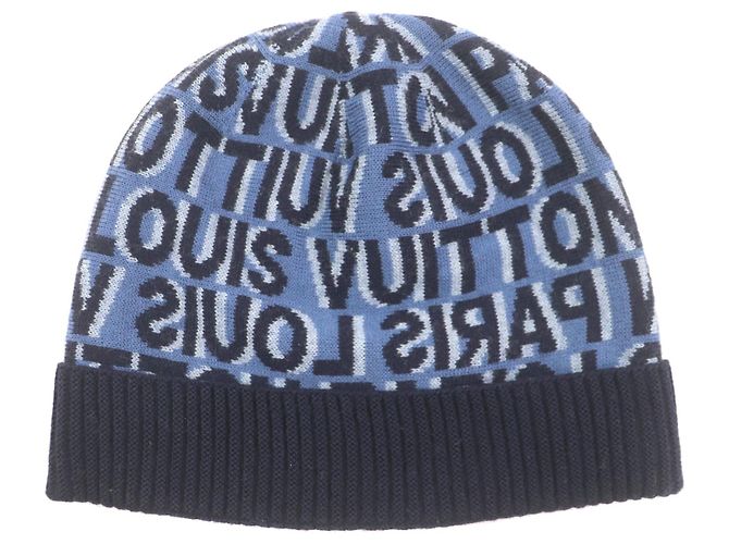 Gorro de lã com logo Louis Vuitton M70538 Azul