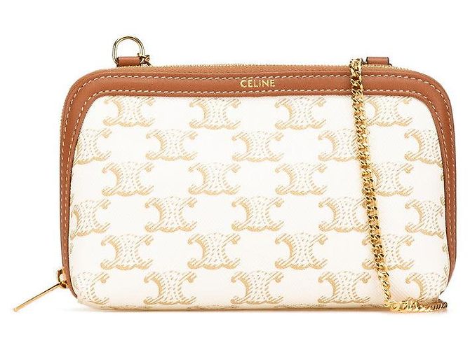 Céline Bolsa de ombro em couro PVC Triomphe da Celine Branco