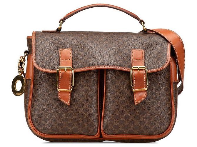 Céline Bolsa 2 em 1 em couro PVC Celine Macadam Marrom