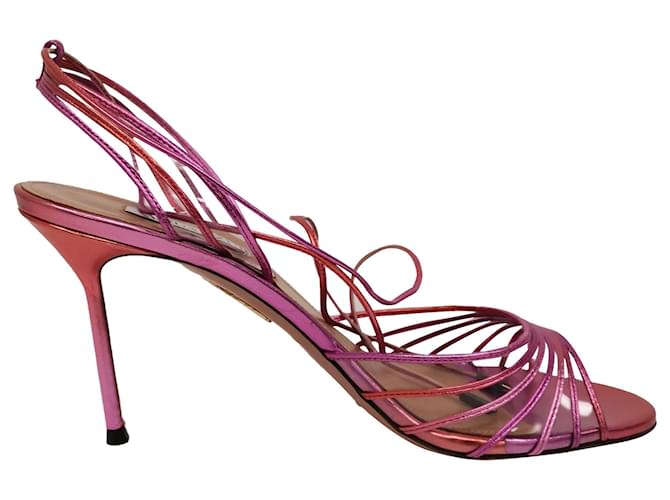 Aquazzura Call Me 85 Sandals in Pink Leather  ref.2262549