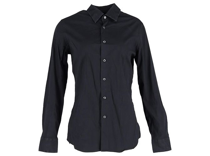 Camicia con bottoni Prada in cotone nero
