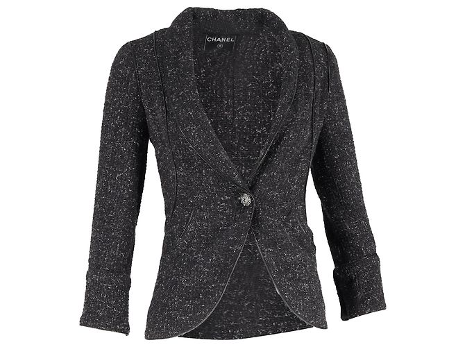 Timeless Blazer de Tweed Chanel en Algodón Negro
