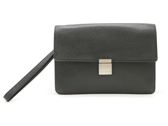 Louis Vuitton Taiga Selenga Clutch Bag M30782 Black Leather  ref.2263763