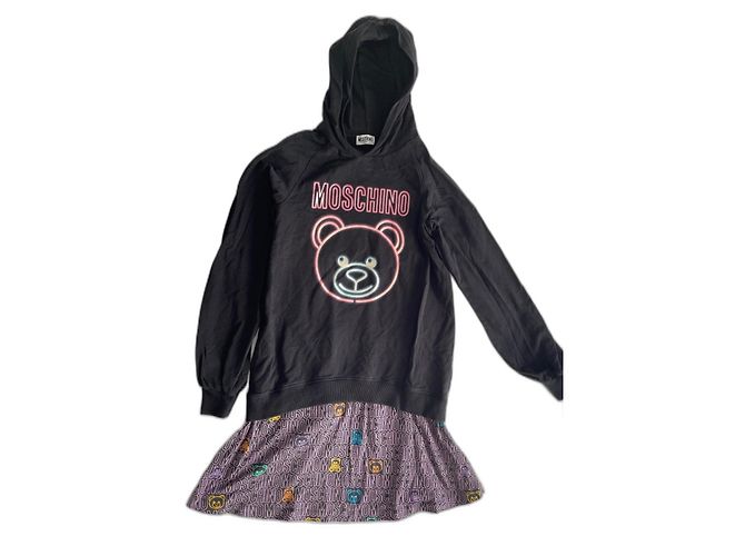 Abito con cappuccio Moschino in cotone multicolore