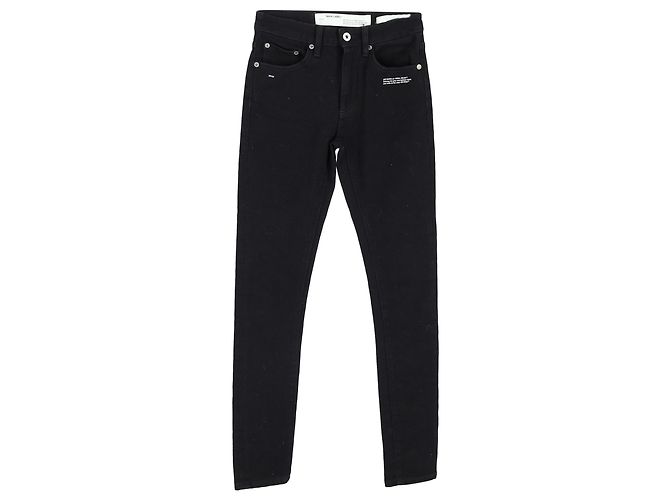 Off White Off-White Slim-Fit Printed Denim Jeans In Black Cotton