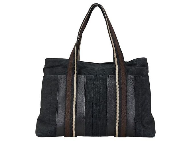Troca Bolsa de mão em lona e couro Hermès Preto