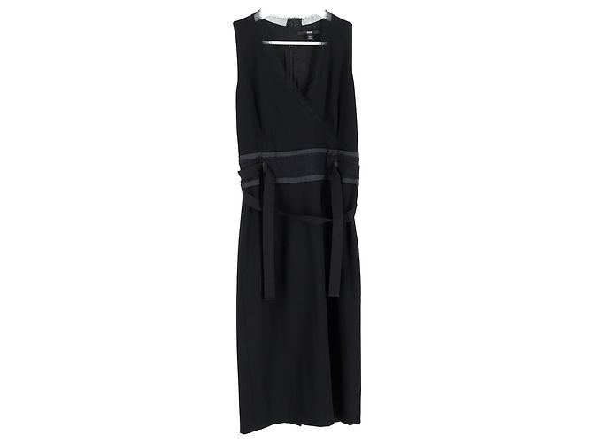 Boss Hugo Boss V-Ausschnitt Kleid aus schwarzem Polyester