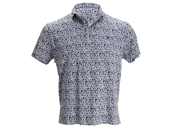 Polo Ralph Lauren Custom Slim Floral Print Polo Shirt in Blue Cotton  ref.2265370
